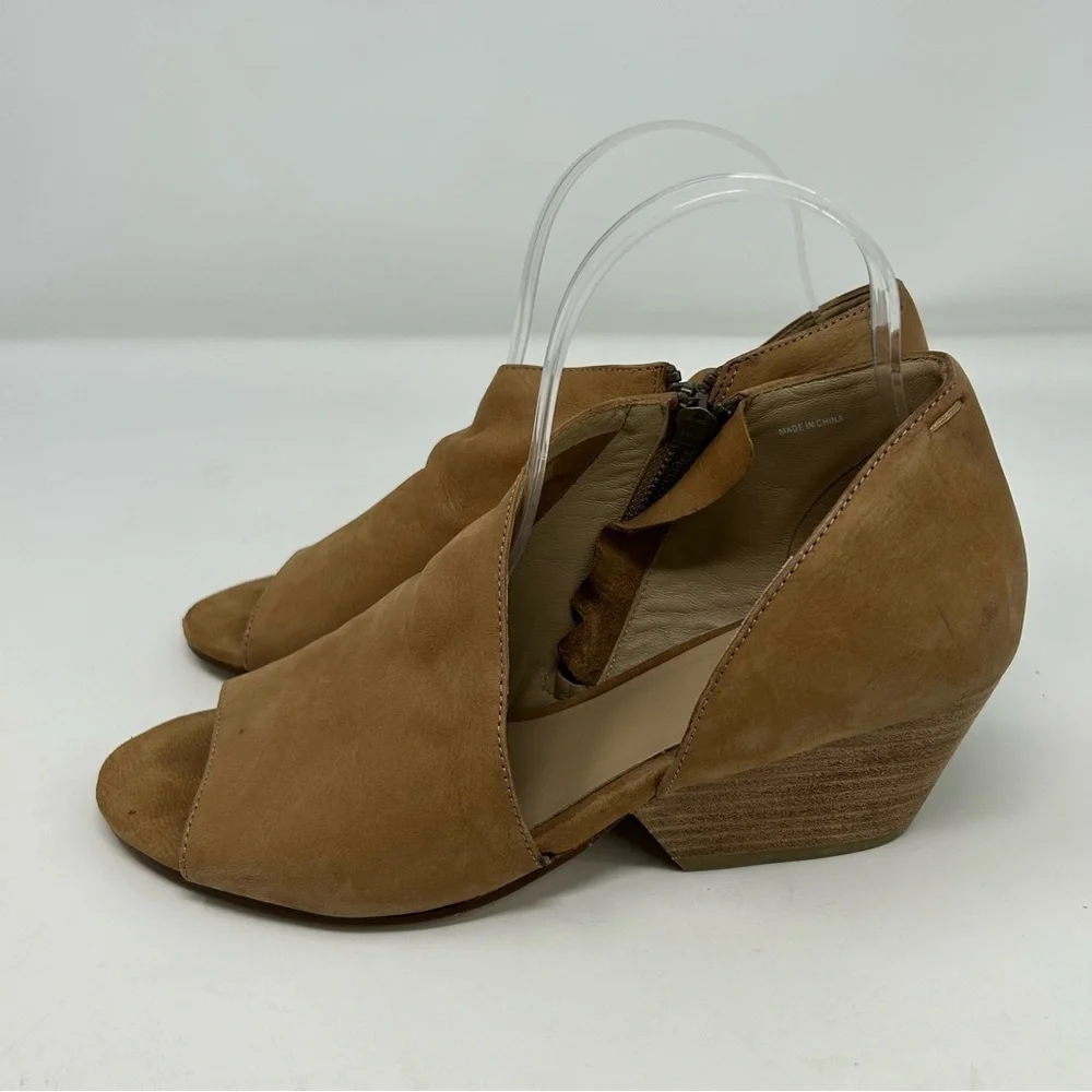 Eileen Fisher Tan Light Brown Leather Heeled D'Orsay Heeled Sandals Size 8.5